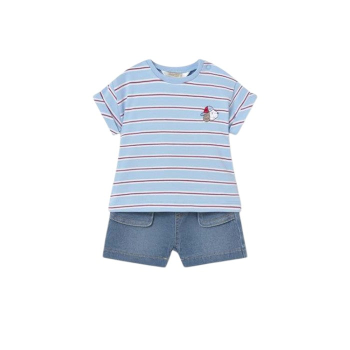 Mayoral Striped T-Shirt + Shorts Set - Tide