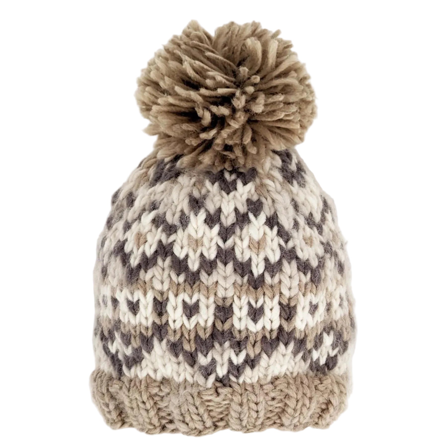 Fairisle Beanie Hat - Pebble