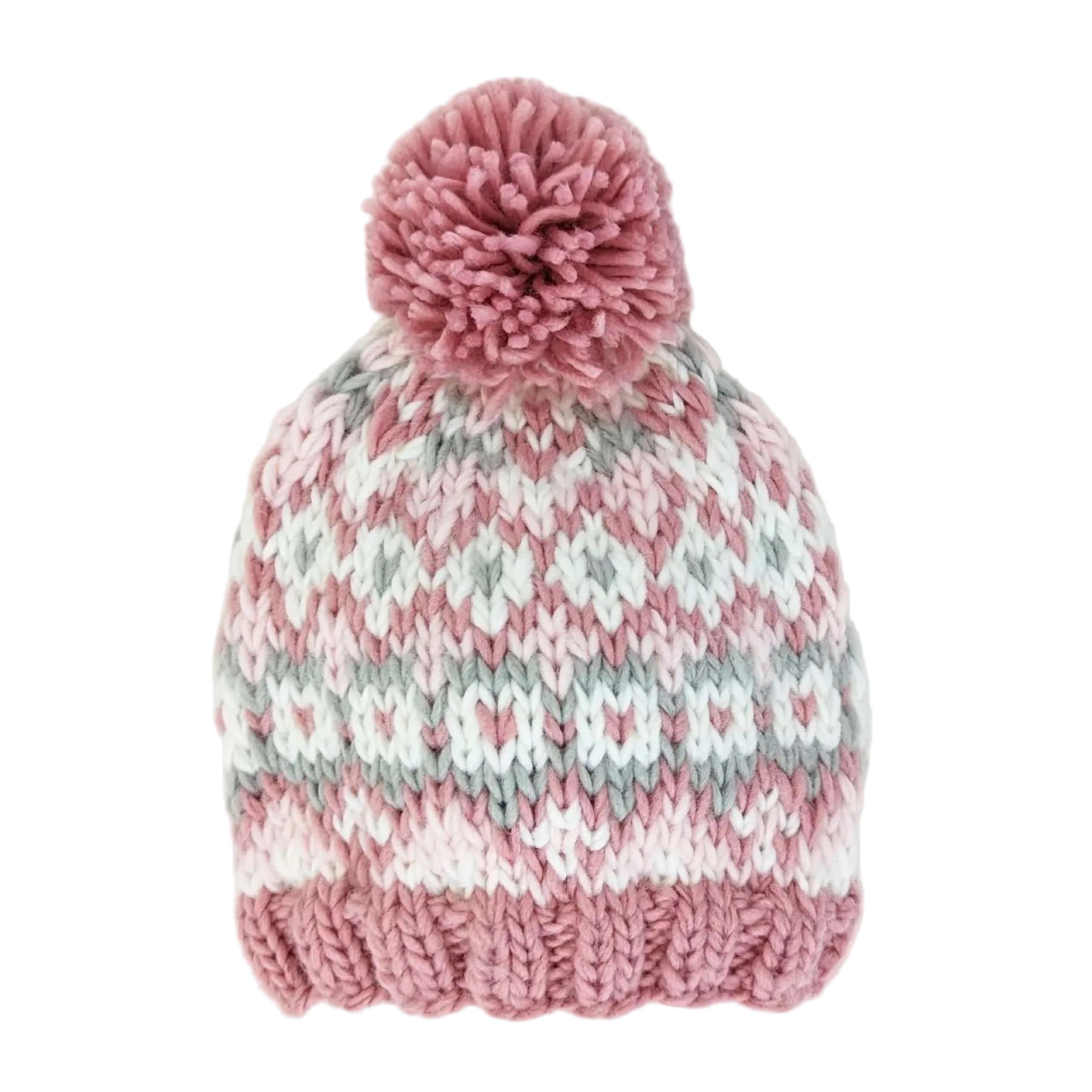 Fairisle Knit Beanie - Rosy