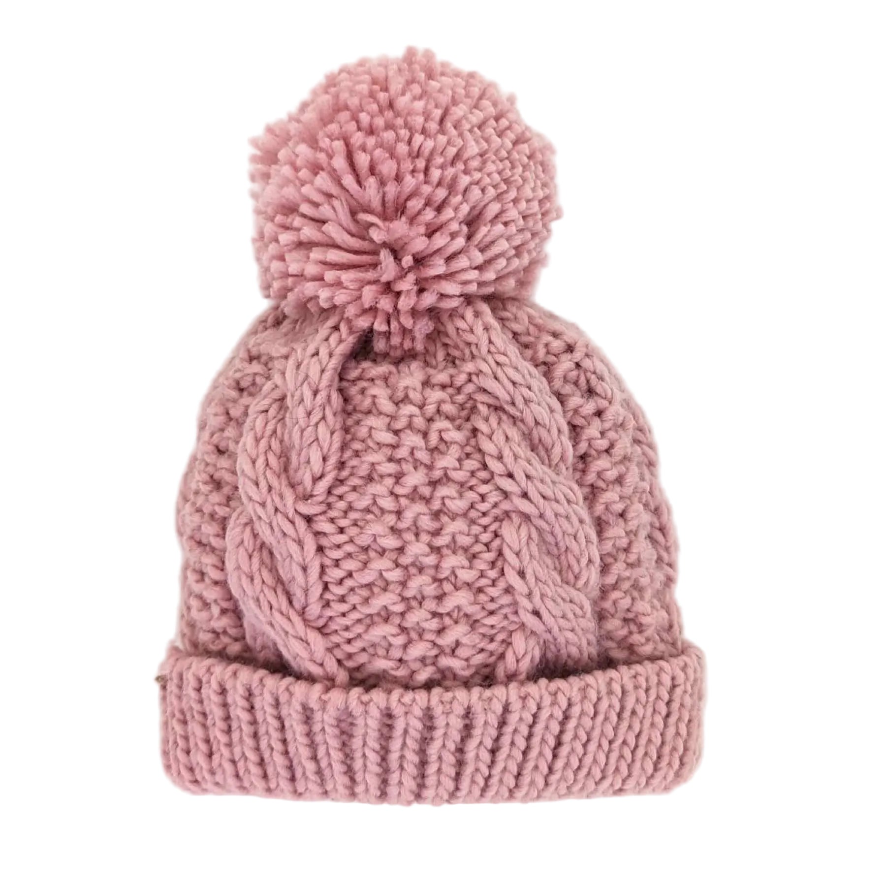 Cable Knit Beanie - Rosy Pink