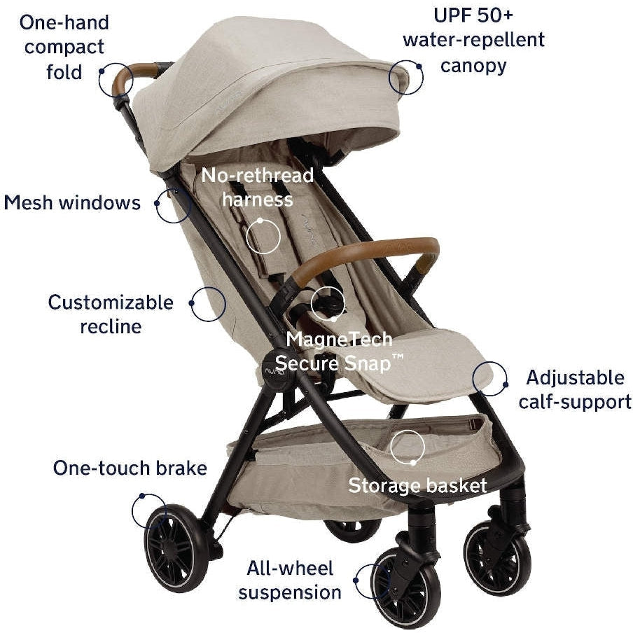 Nuna TRVL Stroller + Carry Bag - Caviar