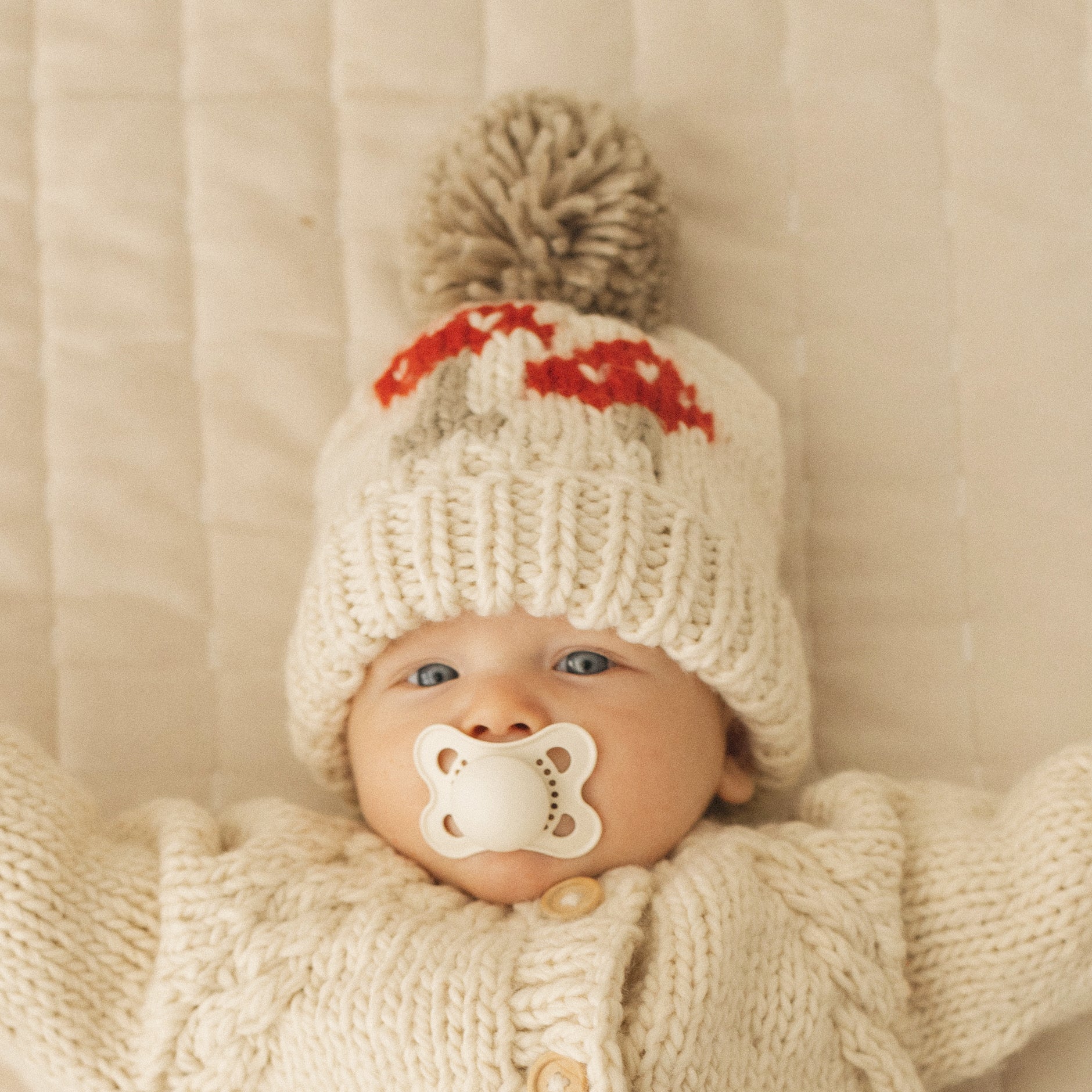 Mushroom Beanie Hat - Natural