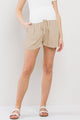 Linen Blend Drawstring Pocket Maternity Shorts