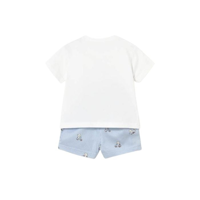 Mayoral Teddy Bear Shorts + T-Shirt Set - Sky