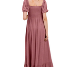 Swiss Dot Smocked Square Neck Maternity Maxi Dress