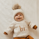 Pop Pom-Pom Beanie Hat - Natural