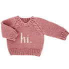 "hi." Crew Neck Sweater - Rosy
