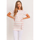 Striped Short Sleeve Maternity Belted Tunic Top