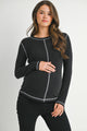 Reverse Stitching Long Sleeve Crewneck Maternity Top