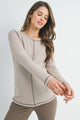 Reverse Stitching Long Sleeve Crewneck Maternity Top