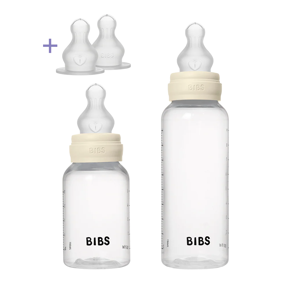 BIBS Plastic Bottle Grow and Flow set 5oz/9oz Silicone - Ivory