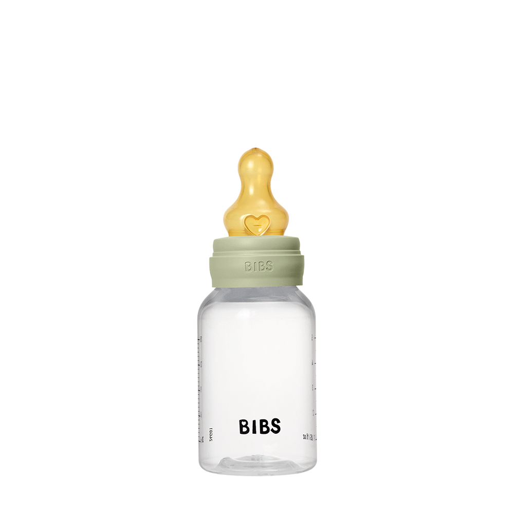 BIBS Plastic Bottle 150ml Natural Rubber - Sage