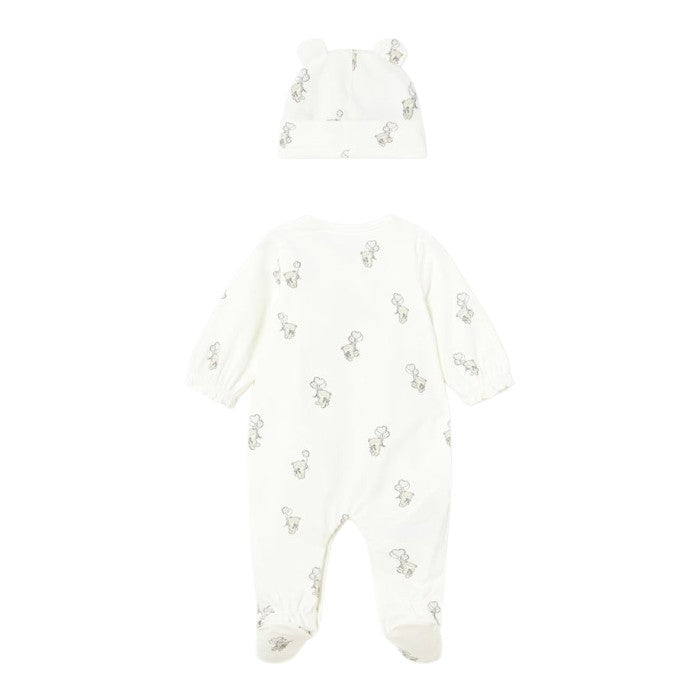 Mayoral Teddy Bear One-Piece with Hat Set - Natural