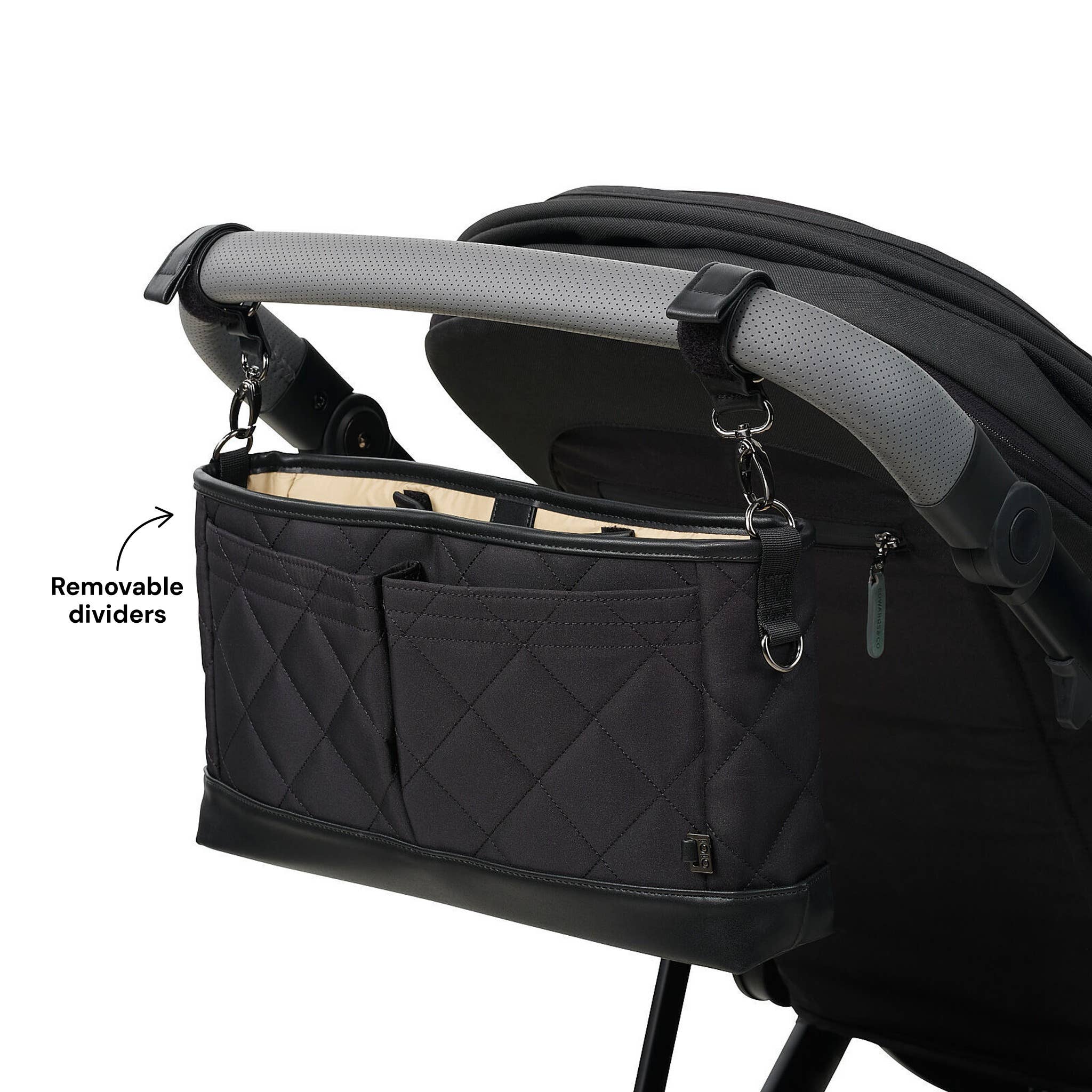 OiOi Signature Pram Caddy - Black Diamond Quilt