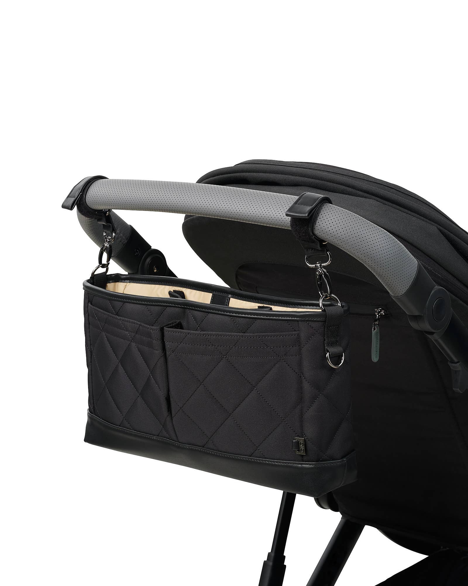 OiOi Signature Pram Caddy - Black Diamond Quilt