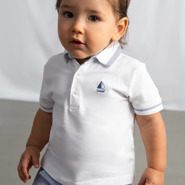 Mayoral Sailboat Polo Shirt - White